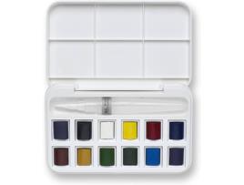 Caixa 12 Pastilhas Aguarela WINSOR & NEWTON Cotman com Pincel Água