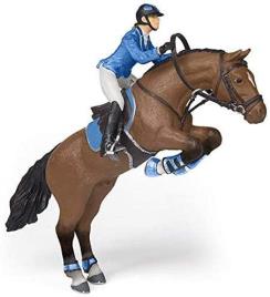 Figura Colecionável Cavalo De Salto De Obstáculos + Cavaleir  