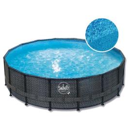 Wicker Frame Pool Elite 488 x 122 cm Dark Wiker / Blue