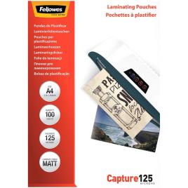 Matt Laminating Pouches 125 Micron A4 100 Units One Size White