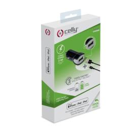 Celly Carregador De Carro Usb Turbo Com Cabo Tipo C One Size Black