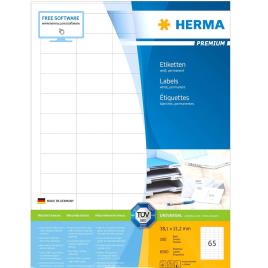 Herma Labels 38.1x21.2 Mm 100 Sheets Din A4 6500 Units One Size White