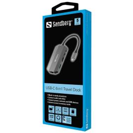 Sandberg Eixo Usb C 6 Ports One Size Silver / Black