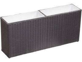 Floreira  Vime 2 Vasos (Preto - 90x20x40 cm)