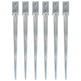 vidaXL Estacas de enterrar 6 pcs 7x7x90 cm aço galvanizado prateado