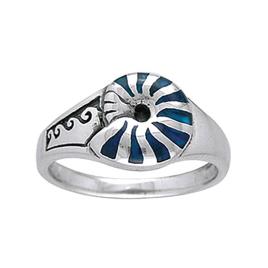 Nautilus Shell Ring 5 Silver / Blue