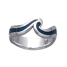 Wave Ring 10 Silver / Blue