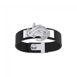 Hammerhead Shark Leather Bracelet 8-20 cm Black / Silver