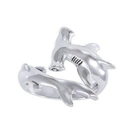 Hammerhead Shark Open Ring 7 Silver