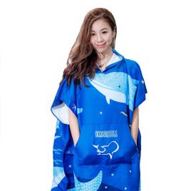 Poncho Whale Shark Cloak One Size Blue / White