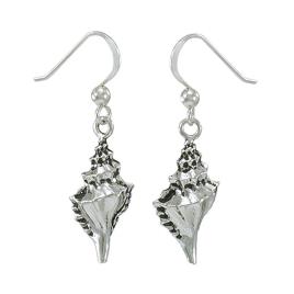 Conch Shell Long Hook Earring One Size Silver