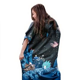 Oceanarium Poncho Nudibranch Cloak One Size Black / Multicolor