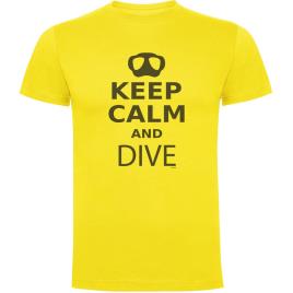 Camiseta De Manga Curta Keep Calm And Dive M Yellow