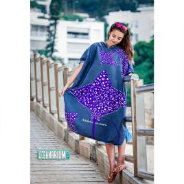 Poncho Eagle Ray Cloak One Size Dark Blue / Purple / White