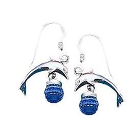 Dolphin With Crystal Long Earrings One Size Bermuda Blue Crystal