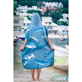 Poncho Sharks Cloak One Size Blue / White