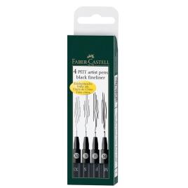 FABER-CASTELL Marcador Fineliner Artist Pitt, XS, S, F, M, Tinta da China Preta