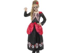 Fato de Menina  Dia Dos Mortos Vermelho (Tam: 7 a 9 anos)