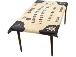 Decorações de Halloween  Toalha de Mesa com Tabuleiro Ouija e Bases para Copos (195x115 cm)