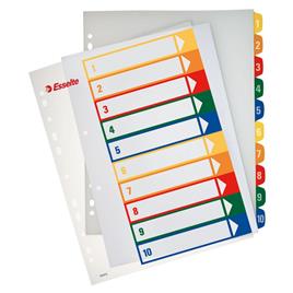 ESSELTE Separador, Polipropileno, 297 x 245 mm, Várias Cores