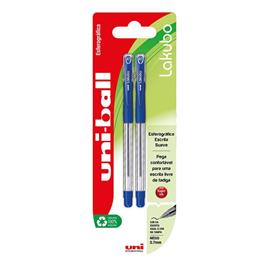 uni-ball Esferográfica Lakubo, Ponta Média de 0,7 mm, Corpo Transparente com Pega, Tinta Azul