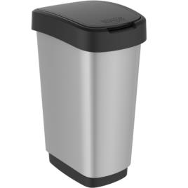 ROTHO Balde do Lixo Swing Art, 50 l, Preto e Cinzento
