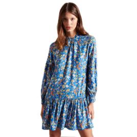 Vestido Curto De Gola Alta XS Blue Ditsy