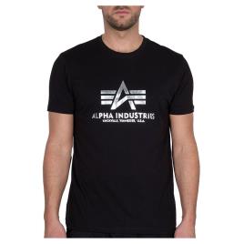 Camiseta De Manga Curta Basic Foil Print 2XL Black / Metalsilver
