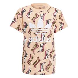 Adidas Originals Camiseta Manga Curta Allover Print Pack 6-7 Years Glow Pink / Multicolor / White