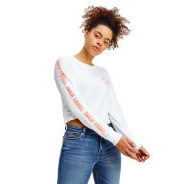 Tommy Jeans Camiseta De Manga Comprida Cropped Fitape S White