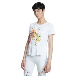 Desigual Camiseta De Manga Curta Front Pleats Gardens M White