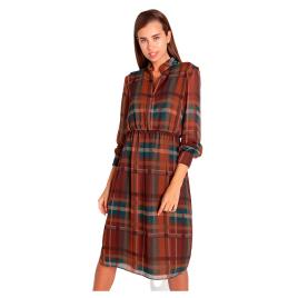 Vestido Longo Tartan Check Tent With Illusion Belt 38 Check