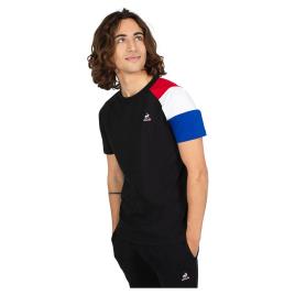 Le Coq Sportif Camiseta De Manga Curta Bat N°1 S Black / New Optical White / Blue Electro / Red Electro