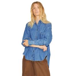 Camisa Manga Comprida Kendra Relaxed Denim XS Medium Blue Denim