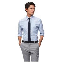 Camisa Manga Comprida Slim New Mark XL Sky Blue / Stripes Stripes