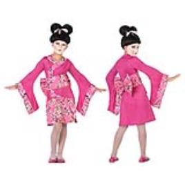 Fantasia para Crianças Gueixa Rosa choque (3 Pcs) - 10-12 Anos