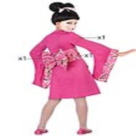 Fantasia para Crianças Gueixa Rosa choque (3 Pcs) - 10-12 Anos