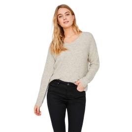 Vero Moda Suéter Com Decote Em V Crew Lefile XS Birch / Silver Sconce / Nomad Melange