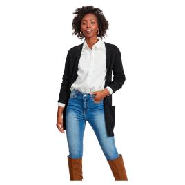Cardigan Manga Comprida Ril Open L Black