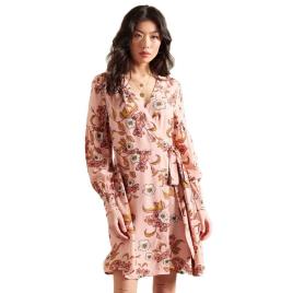 Vestido Curto Bohemian Wrap S Rusted Floral Print