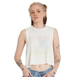 Camiseta Sem Mangas Stone Hour Crop L Star White