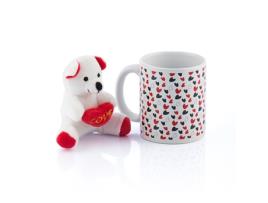 Caneca BIGBUY LOVE com Corações e Ursinho