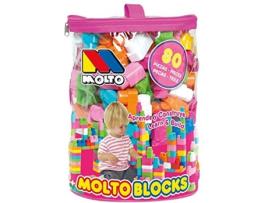 Construção MOLTO blocos-de-rosa Saco 80 peças