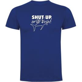 Camiseta De Manga Curta Shut Up And Fish XL Royal Blue