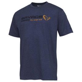 Savage Gear Camiseta De Manga Curta Signature Logo S Blue Melange