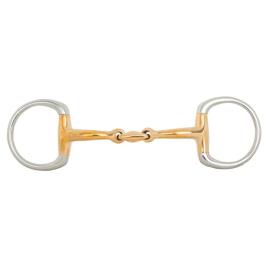 Snaffle De Eggbutt Com Articulação Dupla Anatômico Soft Contact 14 Milímetros Argolas 55 Milímetros Pedaço 9.5 cm Golden