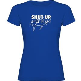 Camiseta De Manga Curta Shut Up And Fish XL Royal Blue