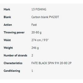 13 Fishing Cana Spinning Fate Black 2.74 m Black