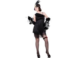 Fato de Mulher  Charleston Preto Com Franjas (Tam: M/L)