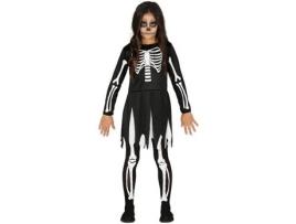 Fato de Menina  Esqueleto Preto (Tam: 7 a 9 anos)